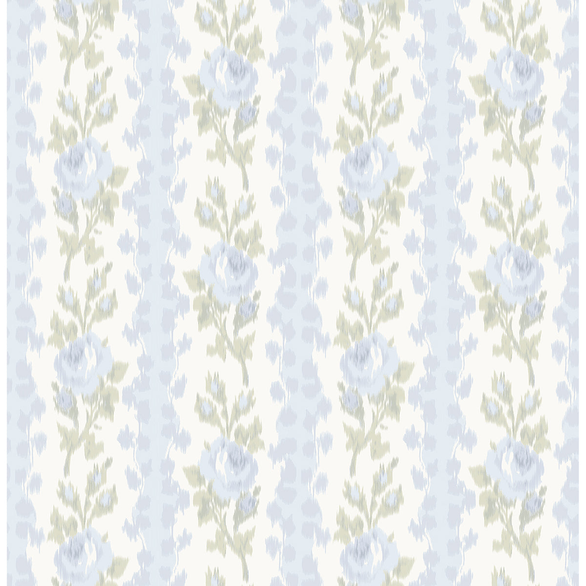 Blooming Heirloom Light Blue Rose Stripe Wallpaper - Brewster Wallcovering