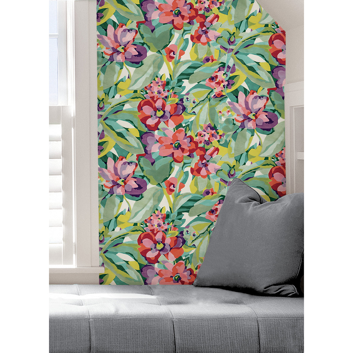 Multi Belles Fleurs Peel and Stick Wallpaper - Brewster Wallcovering