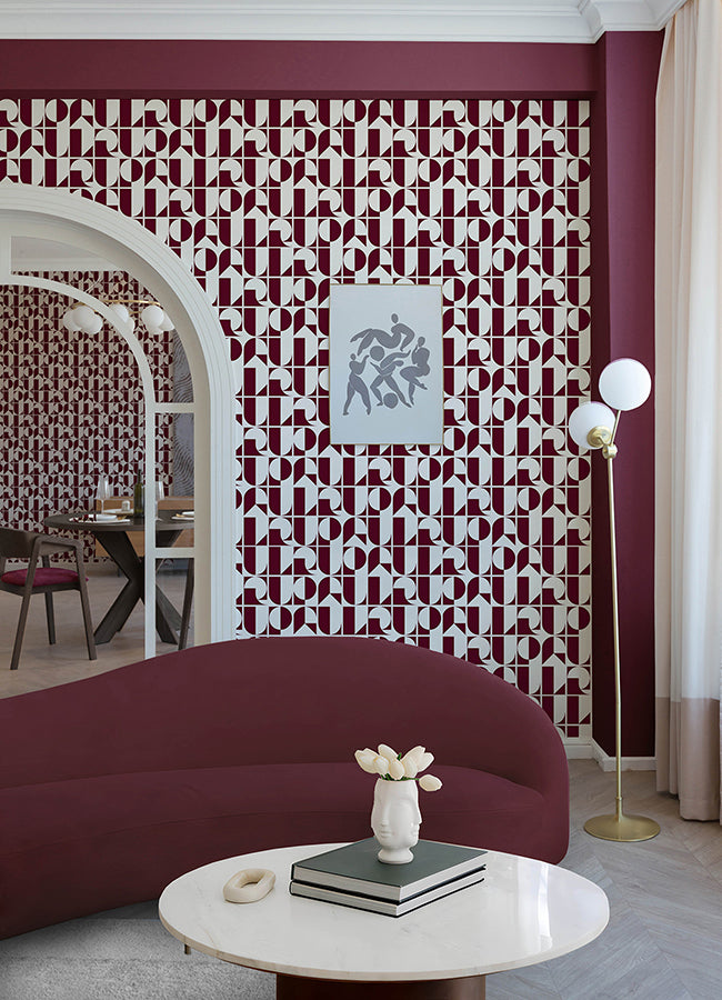 RuDeco Oxblood Red Peel and Stick Wallpaper - Brewster Wallcovering