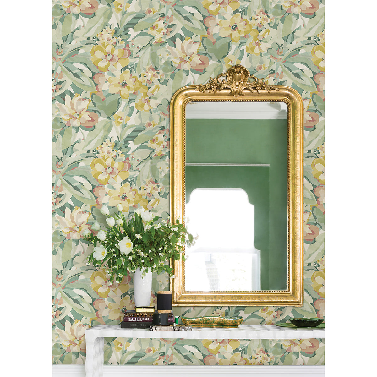 Yellow Belles Fleurs Peel and Stick Wallpaper - Brewster Wallcovering