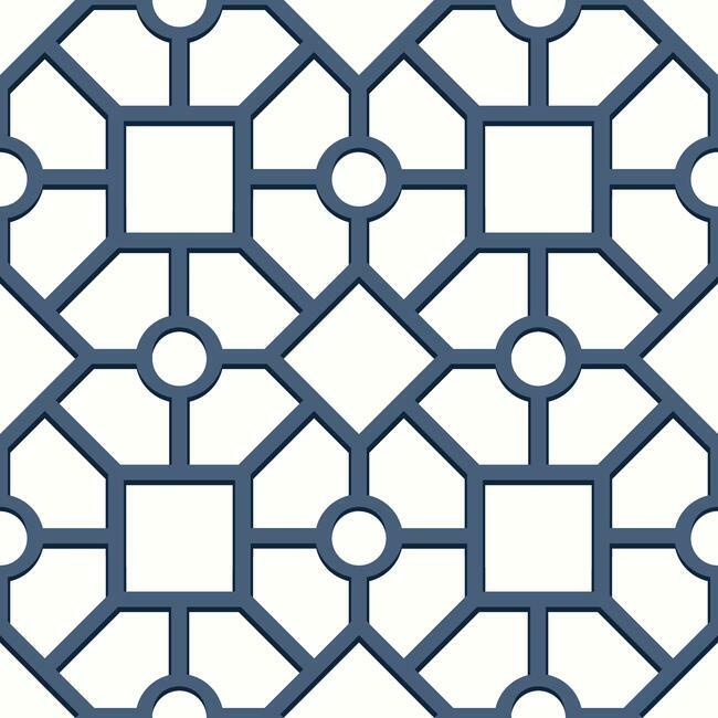 Hedgerow Trellis Premium Peel + Stick Wallpaper - Navy/Blue - York Wallcoverings - PSW1027RL