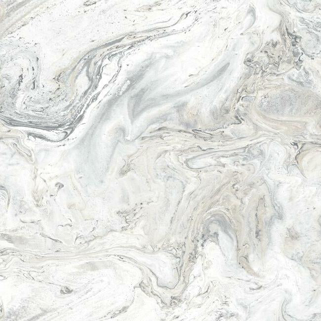 Oil & Marble Premium Peel + Stick Wallpaper - White/Grey - York Wallcoverings - PSW1127RL