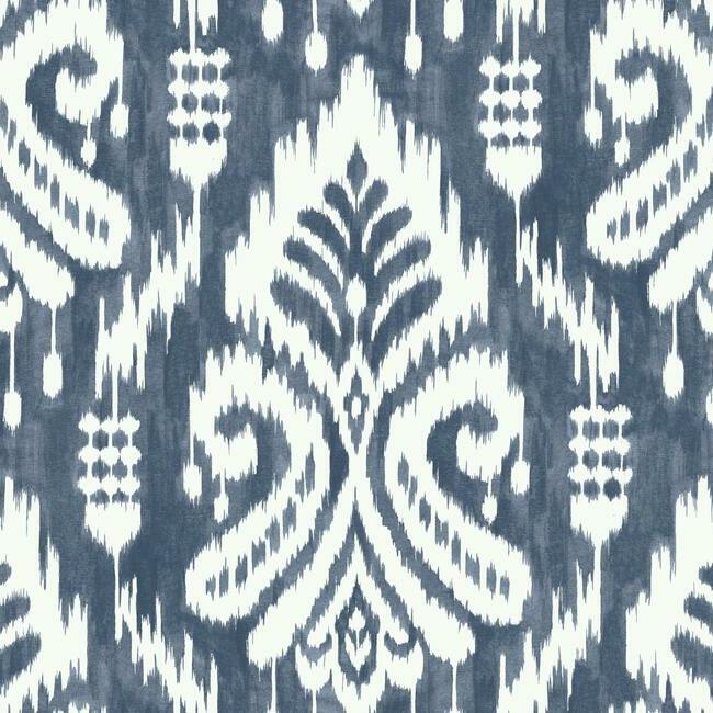 Hawthorne Ikat Premium Peel + Stick Wallpaper - Demin - York Wallcoverings - PSW1143RL