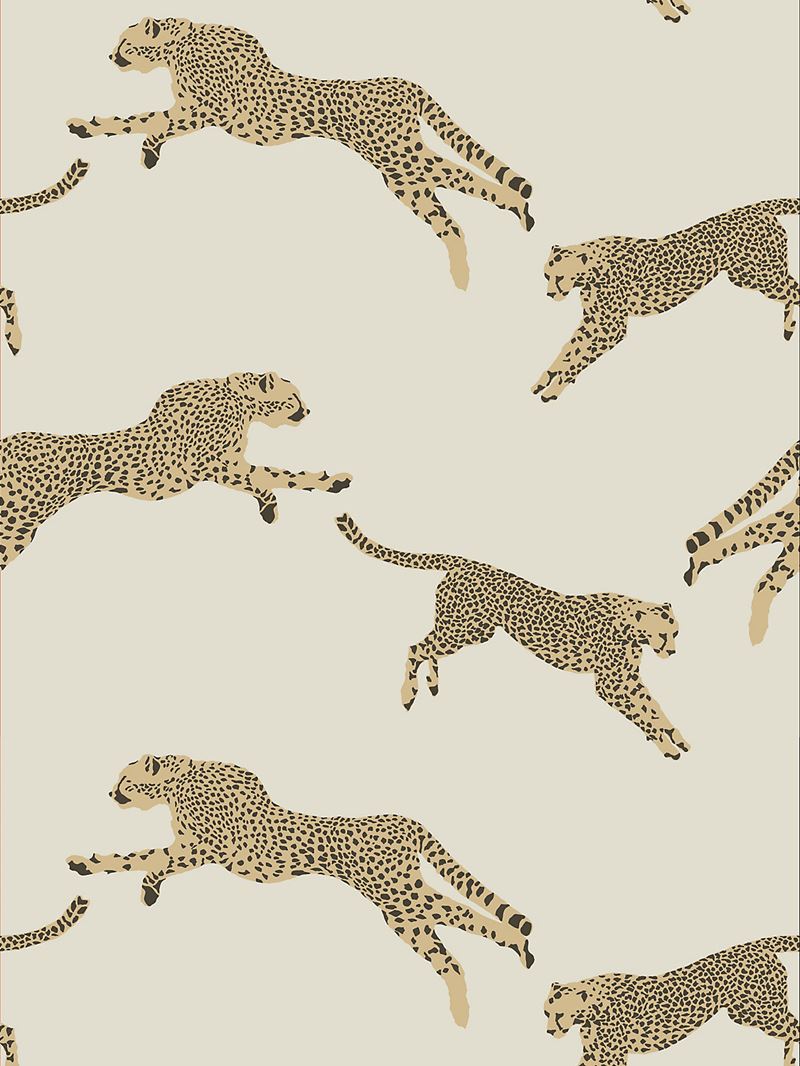 Scalamandre Wallpaper SC 0001WP88449 Leaping Cheetah Dune