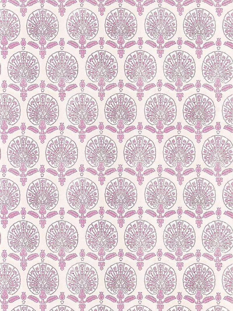 Scalamandre SC 0002WP88560 Karanfil Block Print Wallpaper Rose Petal