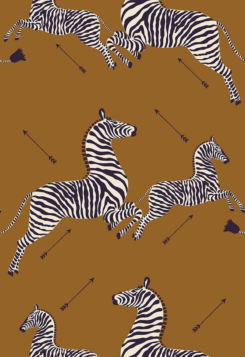 Scalamandre SC 0003WP81388M Zebras - Wallpaper Safari Brown