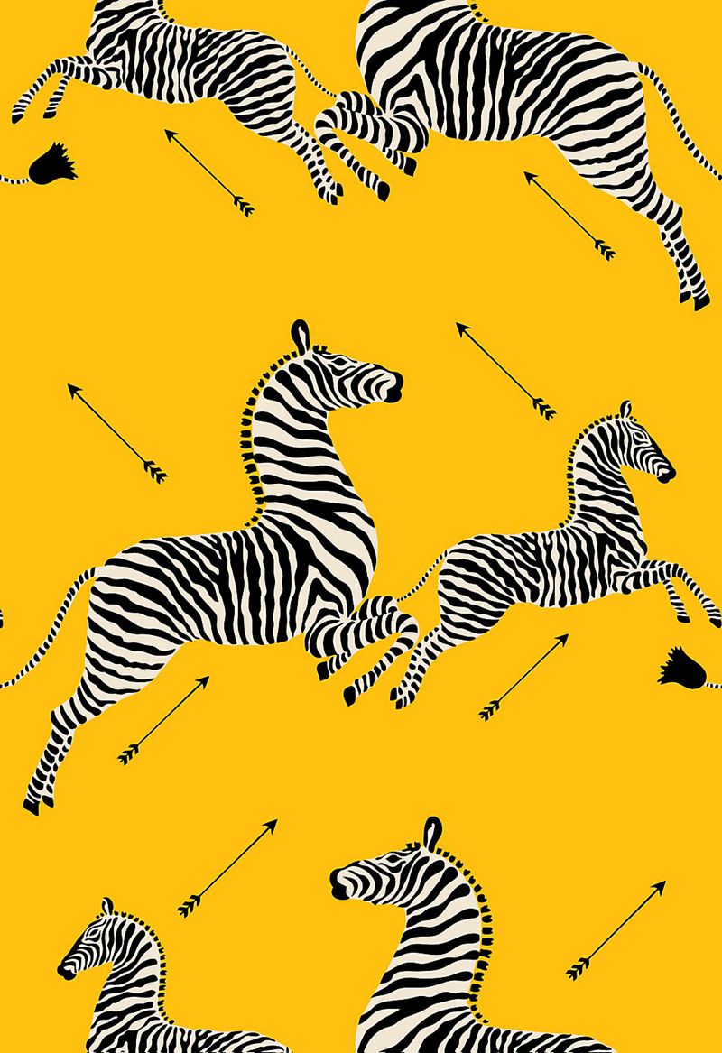 Scalamandre SC 0006WP81388M Zebras - Wallpaper Yellow