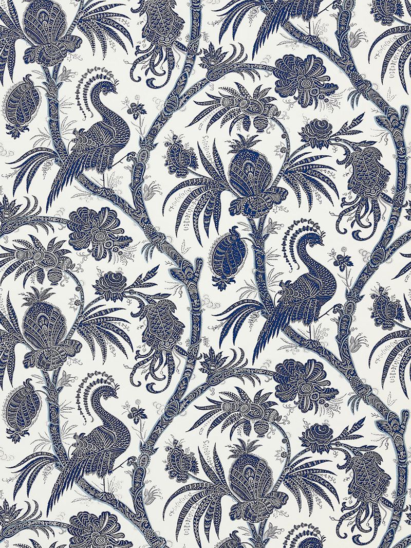 Scalamandre Wallpaper SC 0006WP88355 Balinese Peacock Indigo