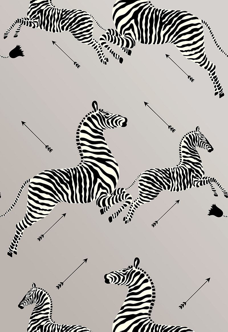 Scalamandre Wallpaper SC 0010WP81388MV Zebras - Vinyl Silver