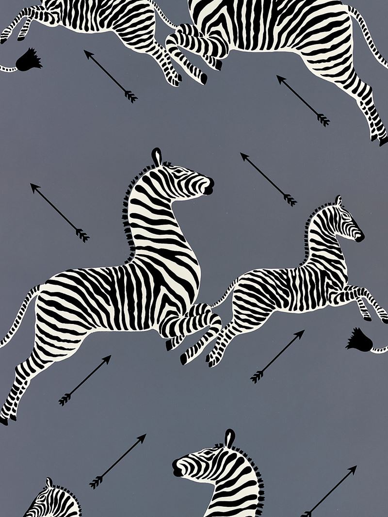 Scalamandre SC 0016WP81388M Zebras - Wallpaper Charcoal