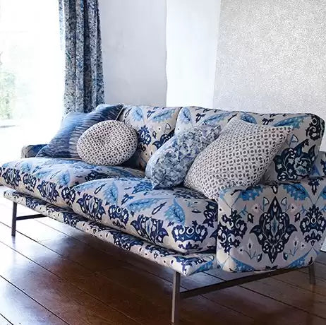 Pasha Sinan Parchment/Slate/Periwinkle - Osborne & Little - F6744-01 Fabric