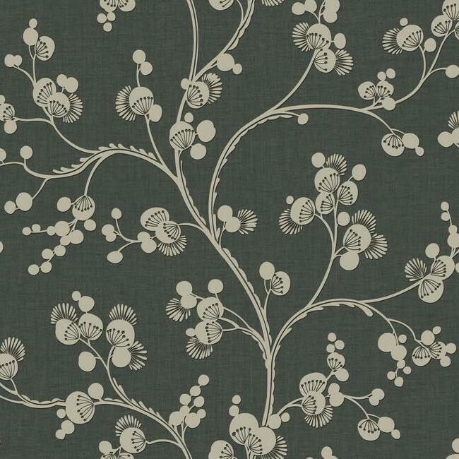 Dahlia Trail Wallpaper - Black/Taupe - York Wallcoverings - SS2502