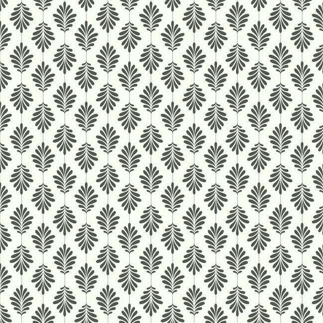 Leaflet Wallpaper - Black & White - York Wallcoverings - SS2549