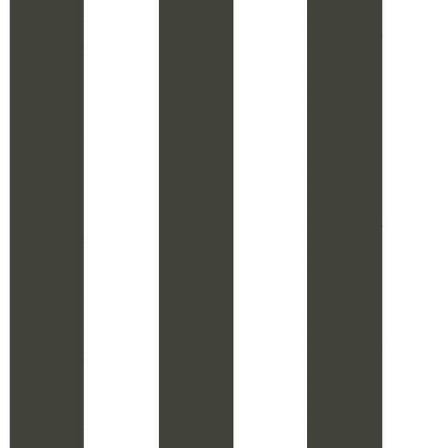 Awning Stripe Wallpaper - Black - York Wallcoverings - ST5691