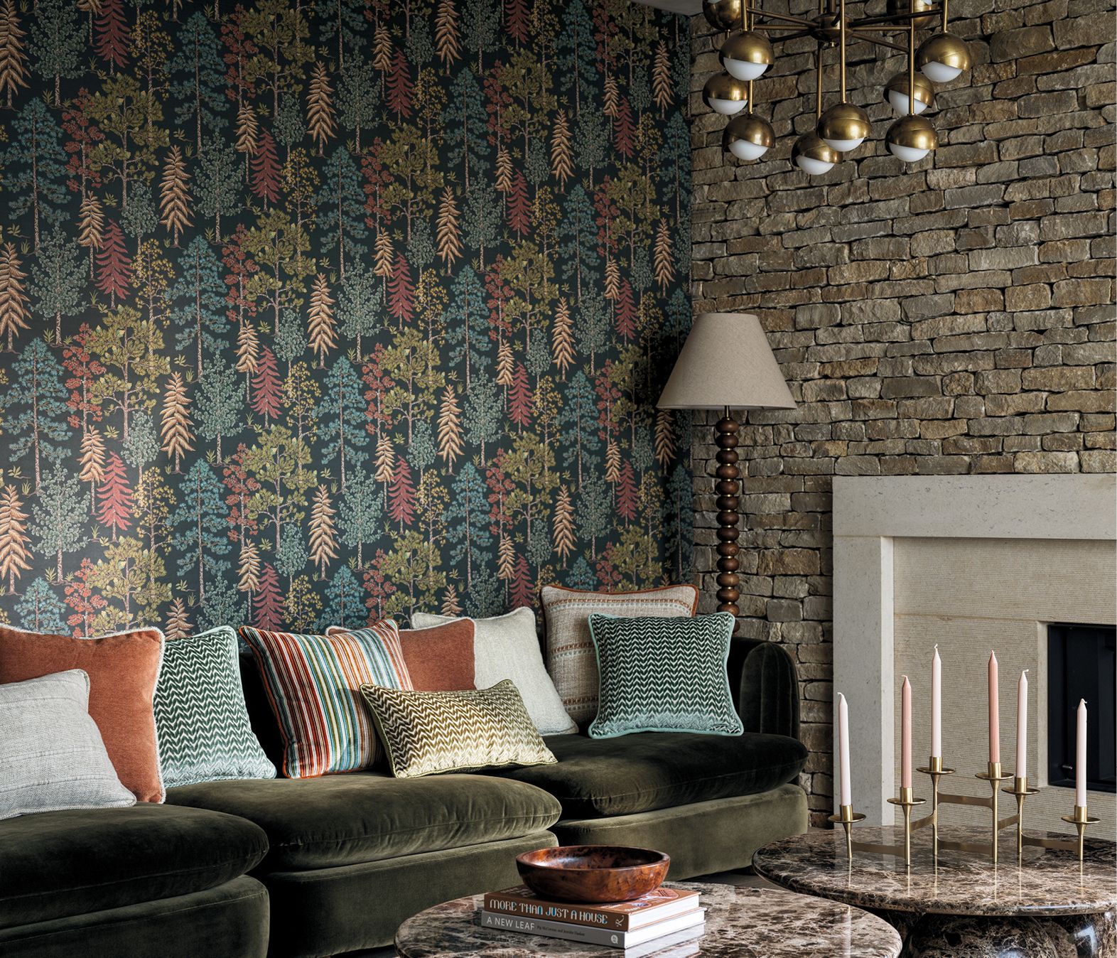 Ananda Vana Pine/Olive - Osborne & Little - W8030-01 Wallcovering