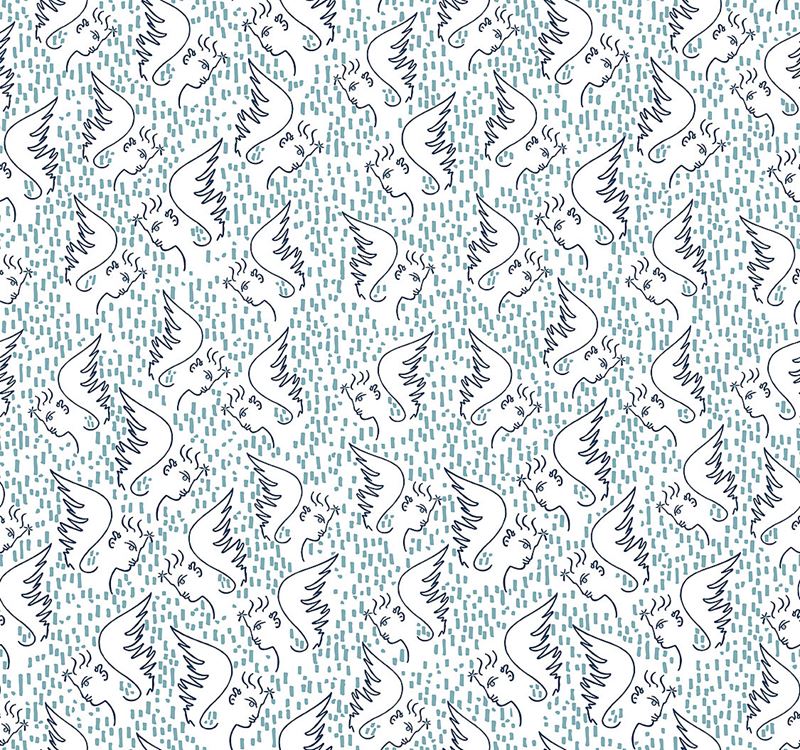 Scalamandre Wallpaper WH000016466 Figure D'ange Bleu