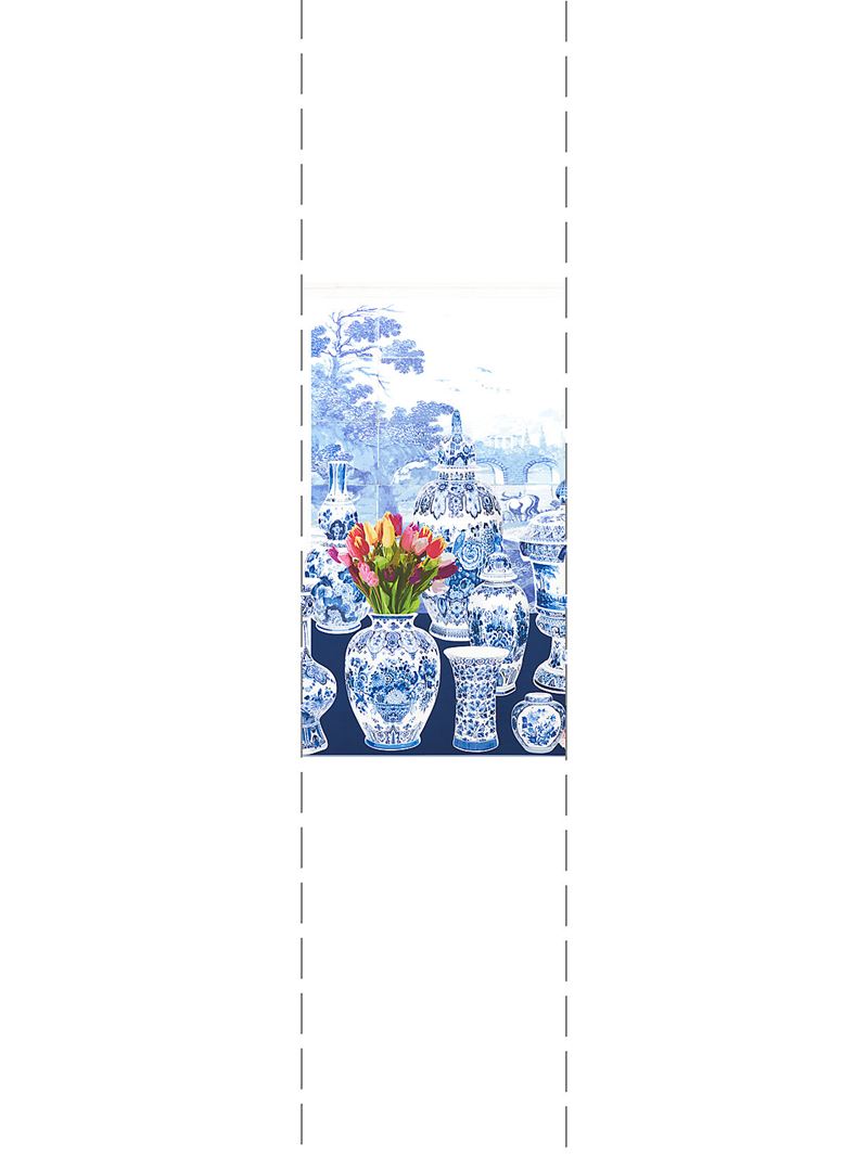 Scalamandre Wallpaper WNM0002GSTL Garniture Scenic - Tulips Blue - Left Panel