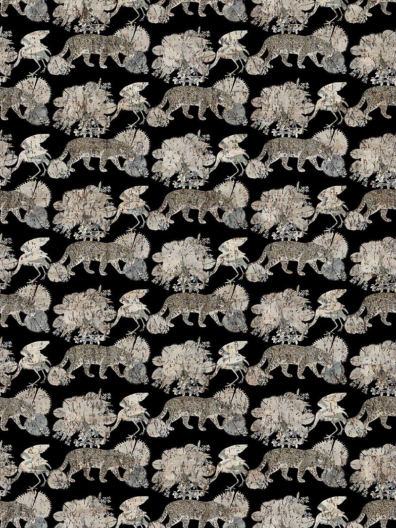 Scalamandre Wallpaper WNM0006LEOP Leopard Walk Black
