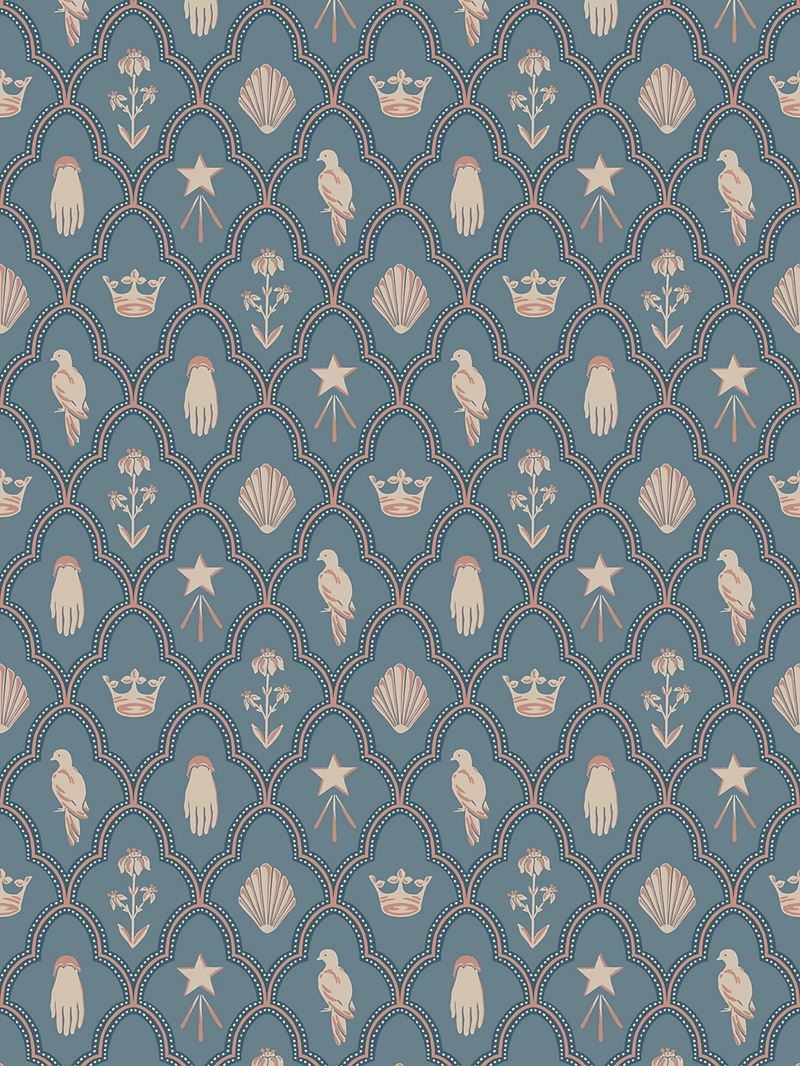 Scalamandre Wallpaper WSB0272TURTLE Turtledove Barn Indigo Blue