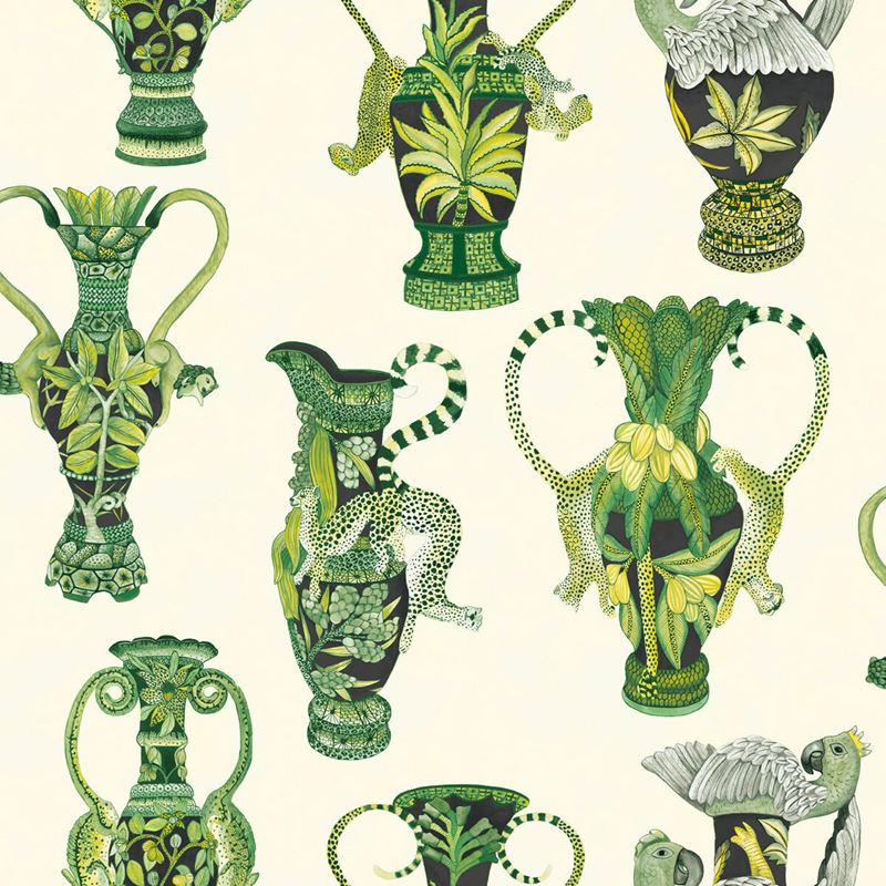 Cole & Son Wallpaper 109/12056.CS Khulu Vases Green & White