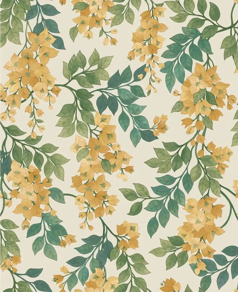 Cole & Son Wallpaper 117/6018.CS Bougainvillea Marigold/Lf Grn/Emerald/Parc