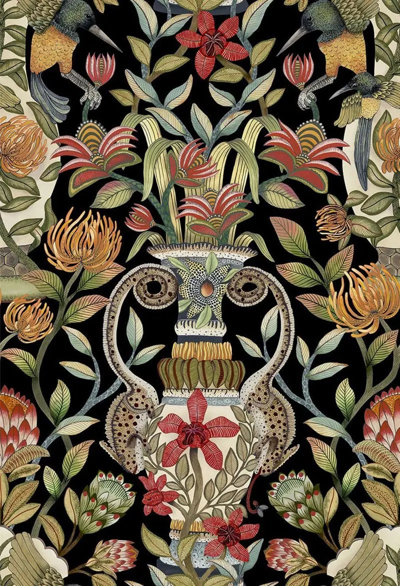 Cole & Son Wallpaper 119/10044.CS Protea Garden Olv&Rg/Blck