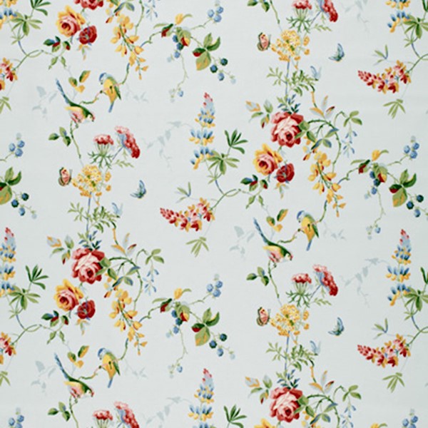 Schumacher Fabric 1235014 Chickadee Floral Sky