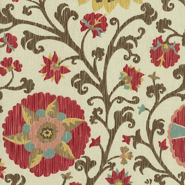 Schumacher Fabric 1327000 Fergana Embroidery Print Teak