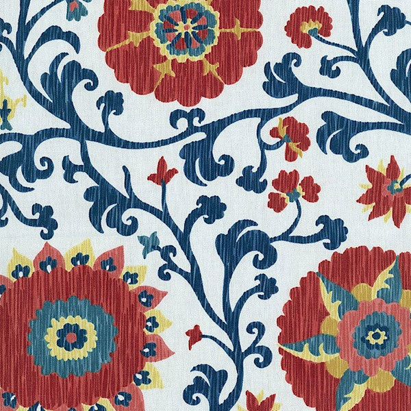 Schumacher Fabric 1327001 Fergana Embroidery Print Prussian