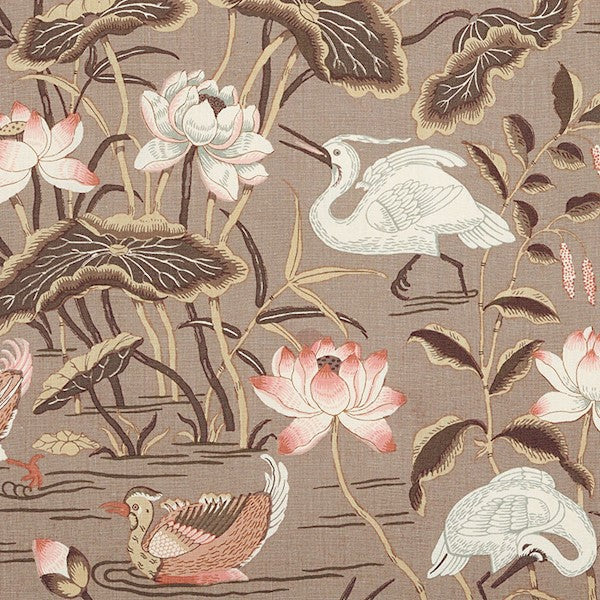 Schumacher Fabric 172934 Lotus Garden Mocha