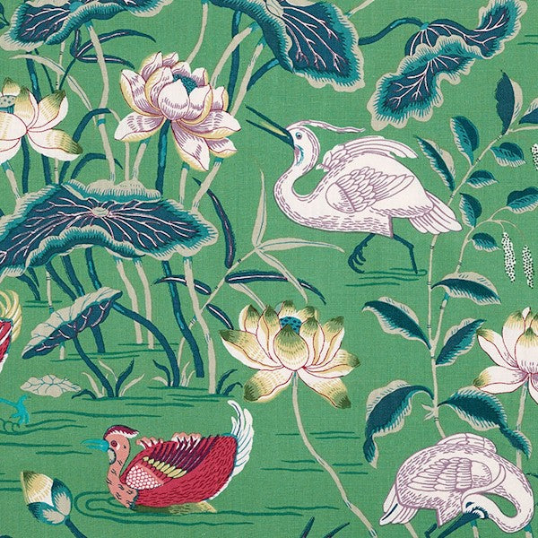 Schumacher Fabric 172935 Lotus Garden Jade