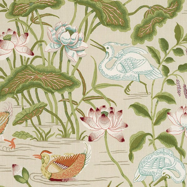 Schumacher Fabric 172936 Lotus Garden Parchment