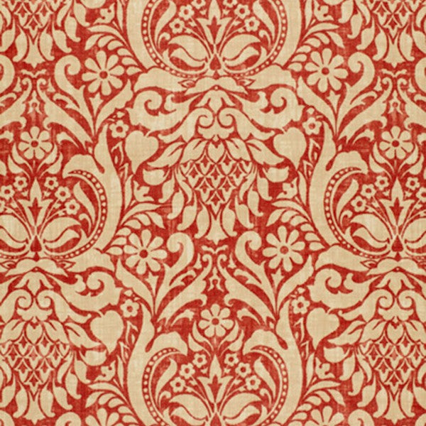 Schumacher Fabric 173342 Valencay Damask Terracotta