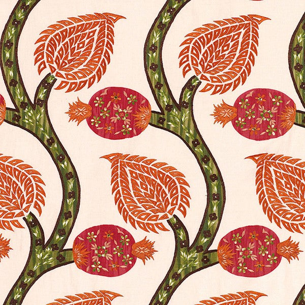 Schumacher Fabric 174180 Nurata Embroidery Coral