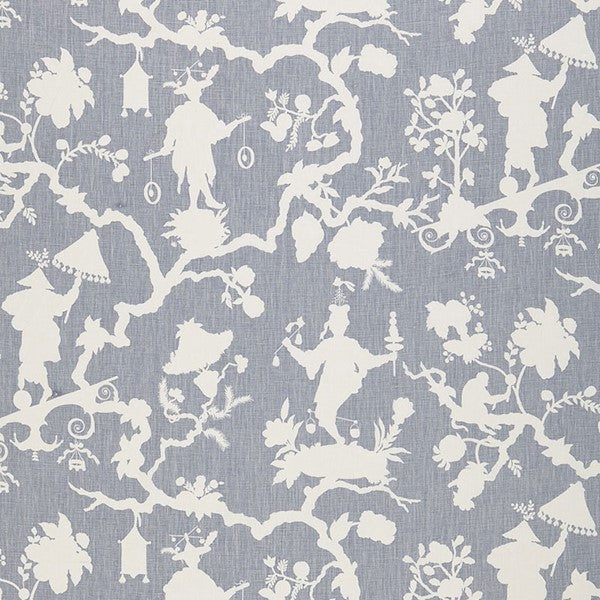 Schumacher Fabric 174582 Shantung Silhouette Print Wisteria