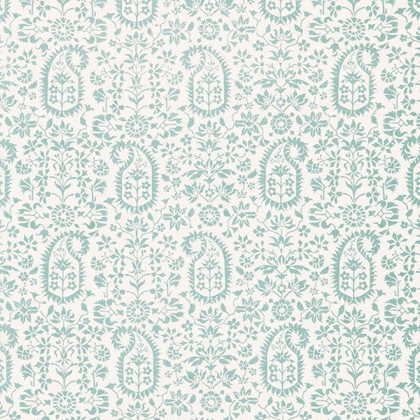 Schumacher Fabric 174862 Kalika Paisley Print Aquamarine