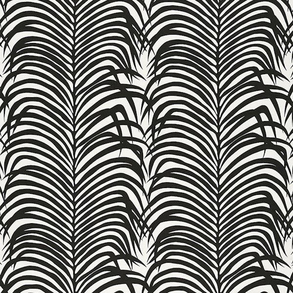 Schumacher Fabric 174872 Zebra Palm Ebony