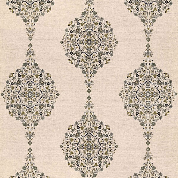 Schumacher Fabric 175322 Mehndi Linen Print Smoke