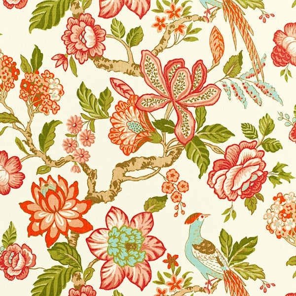 Schumacher Fabric 175561 Huntington Gardens Coral