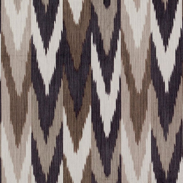 Schumacher Fabric 176101 Kashgar Ikat Carbon & Teak