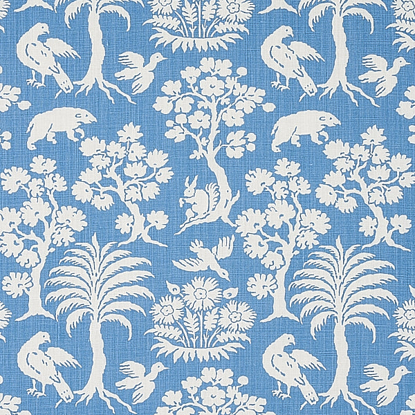 Schumacher Fabric 176176 Woodland Silhouette Blue