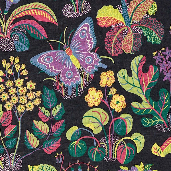 Schumacher Fabric 176182 Exotic Butterfly Black