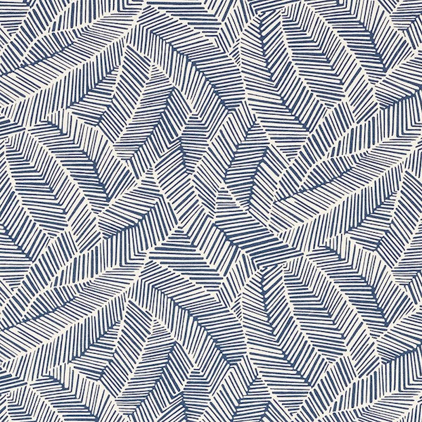 Schumacher Fabric 176222 Abstract Leaf Navy