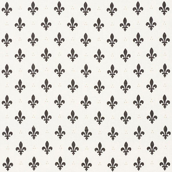 Schumacher Fabric 176962 Fleur De Lis Charcoal