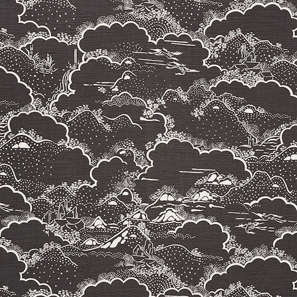 Schumacher Fabric 177522 Kumo Village Carbon