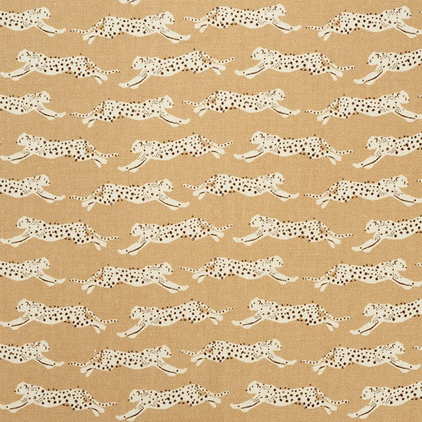 Schumacher Fabric 177741 Leaping Leopards Sand