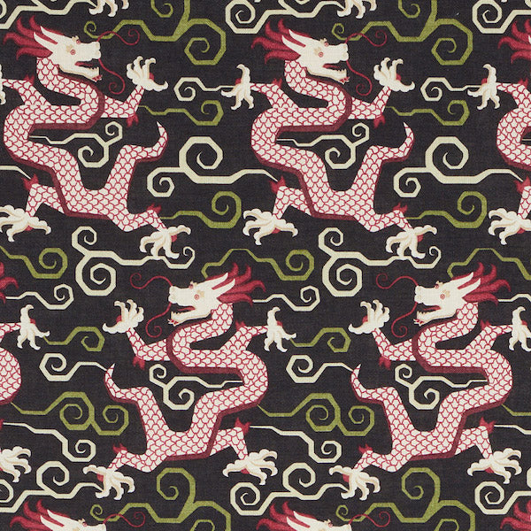 Schumacher Fabric 179001 Bixi Dragon Black