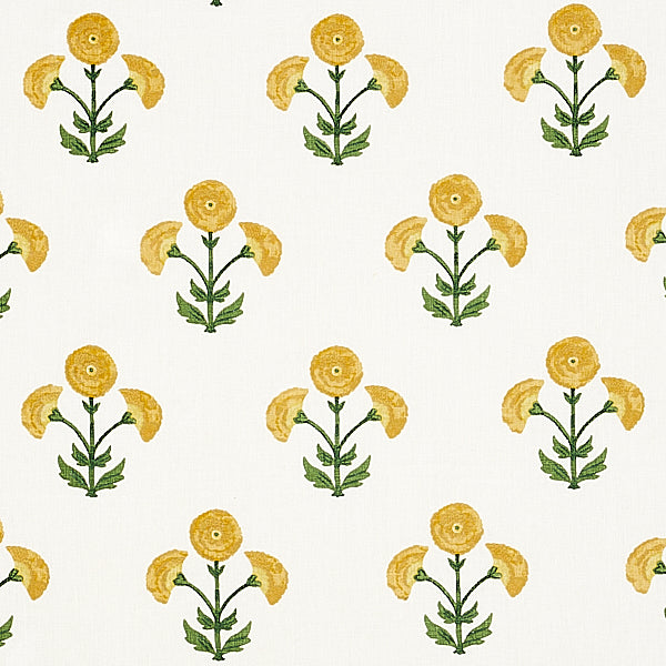 Schumacher Fabric 179671 Saranda Flower Embroidery Marigold