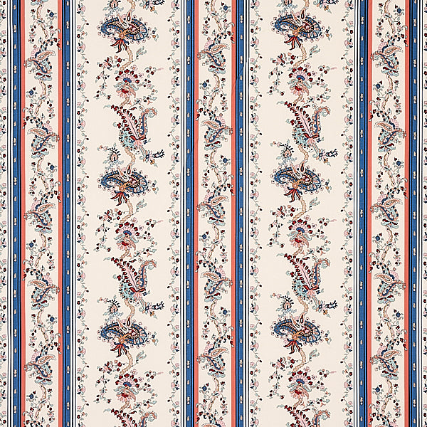 Schumacher Fabric 179980 Elena Paisley Stripe Blue