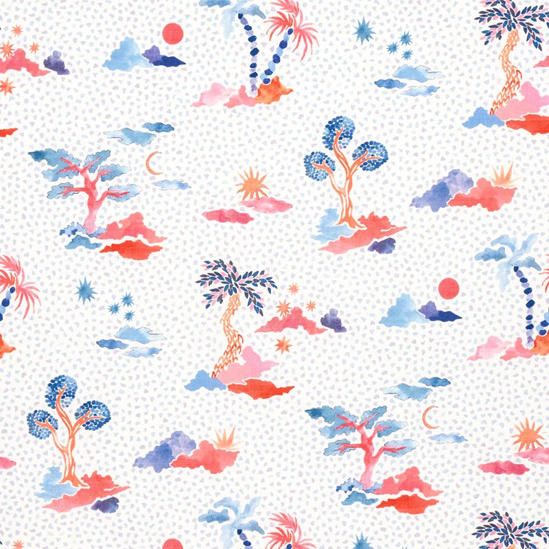 Schumacher Fabric 180190 Valletta Sky and Pink